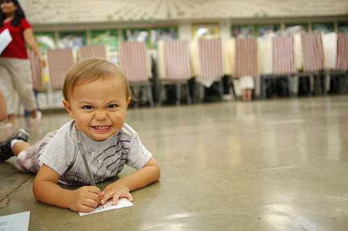 vote ballot booth Election Day 2012 baby