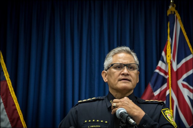 HPD Chief Kealoha during news conference concerning domestic violence on September 18, 2014