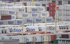 Matson containers on Sand Island. 7 april 2015. photograph by Cory Lum/Civil Beat