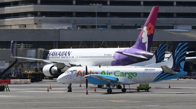 Hawaiian Airlines and Aloha Air cargo. Interisland terminal 22 june 2015. photograph Cory Lum/Civil Beat