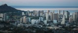 Buildings in and around Waikiki with Diamond Head at left of frame.  TILT SHIFT LENS. 29 may 2015. photograph Cory Lum/Civil Beat