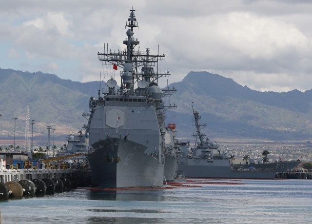 USS CG-62 USS Chancellorsville docked at Pearl Harbor. photograph Cory Lum/Civil Beat