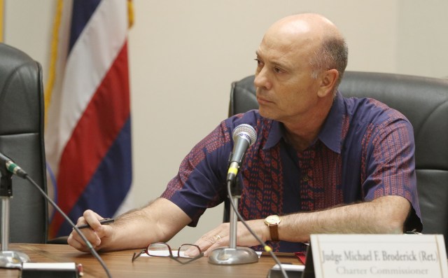 Judge Michael Broderick Charter Commissioner at Honolulu Hale meeting.