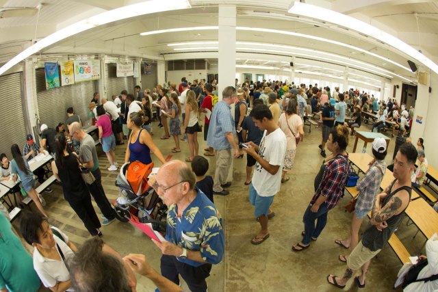 Large crowds turn out for Hawaii's Democratic Caucuses on Oahu.