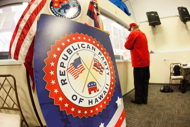 Hawaii GOP headquarters on caucus night.