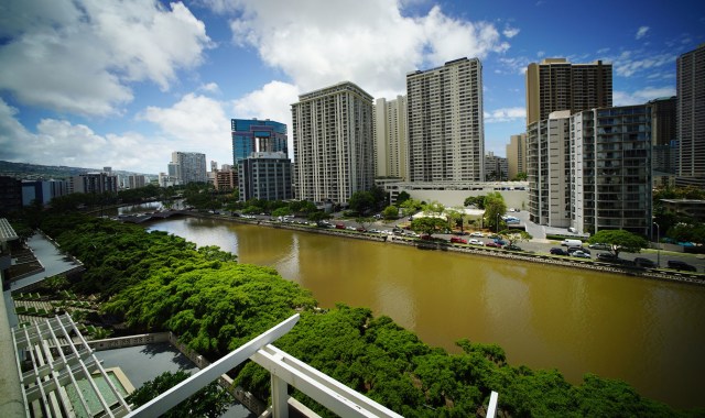Ala Wai Canal brown water after Darby. 25 july 2016