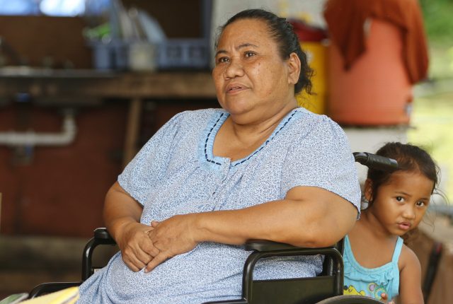 Pagan resident Jacinta Kaipat Pagan resident interviewed at her residence with grandkids in Saipan. 26 aug 2016