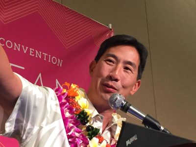 Charles Djou at the Council for Native Hawaiian Advancement forum Wednesday.
