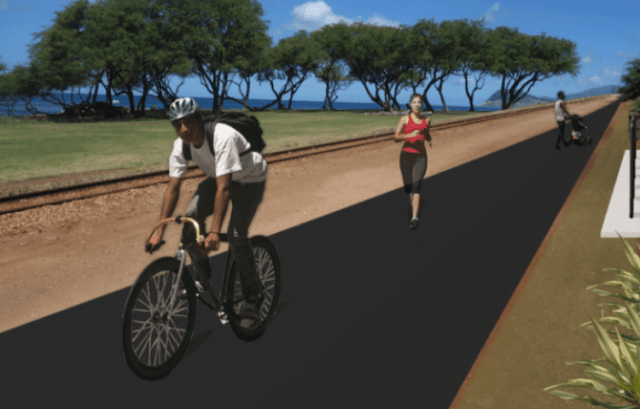 An artist's rendering of a section of the proposed Leeward Bikeway, which has been in development since 1977. 