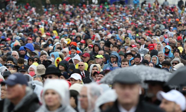 Thousands of people crowded The Mall near the Capitol building to support the Trump Inauguration 2017. 20 jan 2017