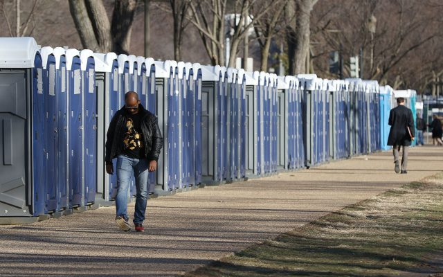 US Capitol The Mall 2017 Trump Inauguration. Portable Toilets on The Mall. Washington DC. 18 jan 2017
