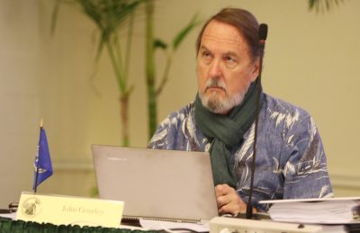John Grourley attends WESPAC meeting held at the Laniakea Auditorium.