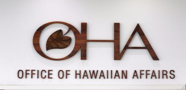 Office of Hawaiian Affairs OHA board sign board meeting.