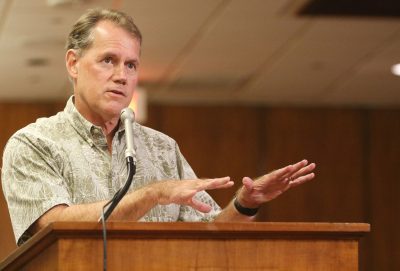 Outrigger hotels Ed Case and board member on the Council on Revenues answers WAM questions at the Capitol.