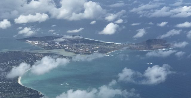 Marine Corps Base Hawaii and Kaneohe Bay with bottom left, Kailua Beach.