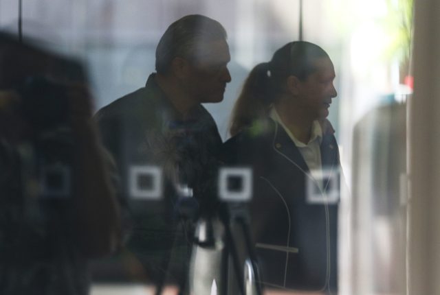 Silhouettes of Ex HPD Chief Louis Kealoha and wife Katherine Kealoha at District Court.