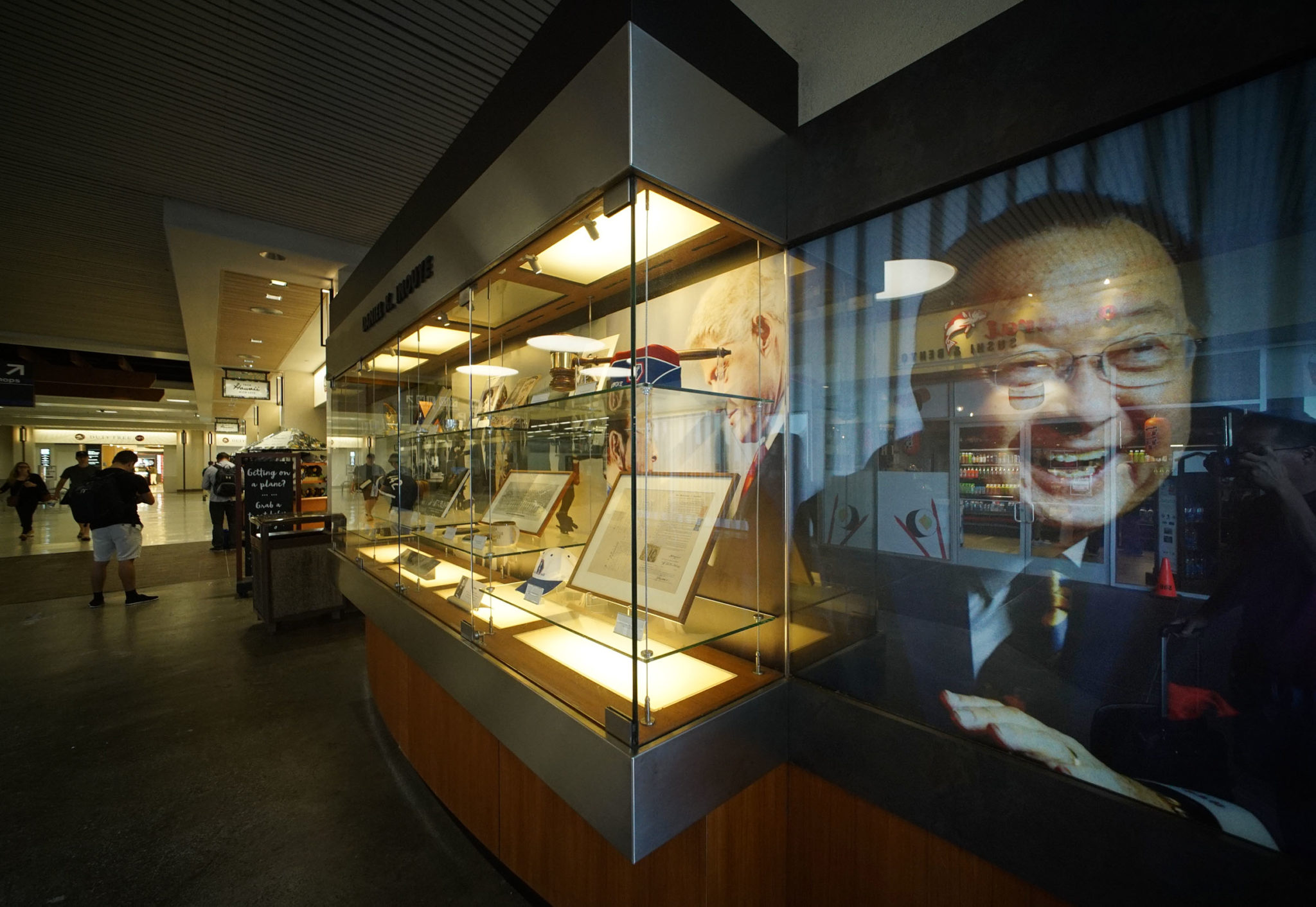 Senator Dan Inouye exhibit at the Inouye International Airport HNL.