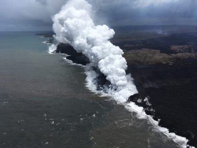 Lava Crosses Highway 132, Destroys 400 Utility Poles