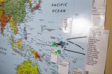A map shows what country each student is from in ESL Teacher Dr. Aixa Mont's class at Springdale Har-Ber High School in Springdale, February 13, 2018.