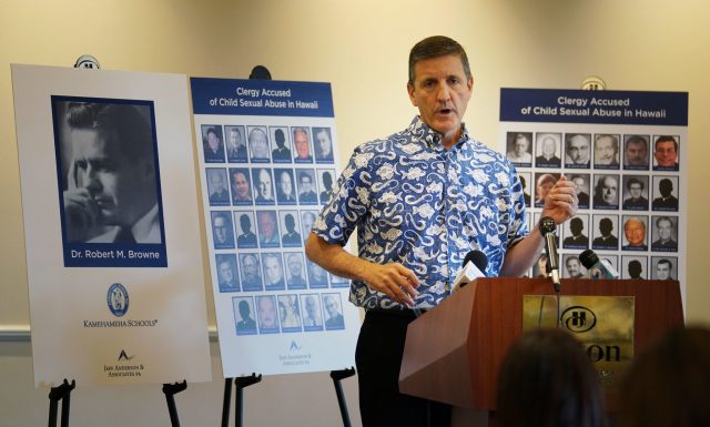 Attorney Mark Gallagher sex abuse press conference held at the HIlton Hawaiian Village.