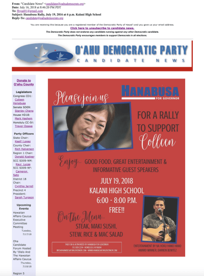 This Democratic Party Email Promoting Hanabusa Is Raising Eyebrows