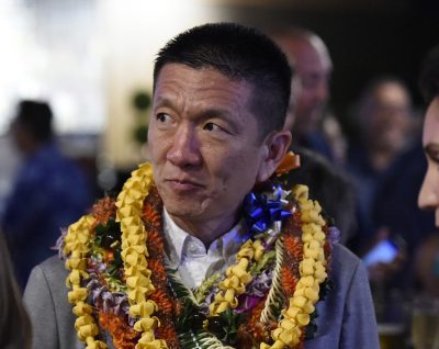 Doug Chin, at headquarters Saturday night, August 11, 2018. (Civilbeat photo by Ronen Zilberman)