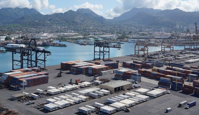 Pasha Hawaii container shipping Matson at right.