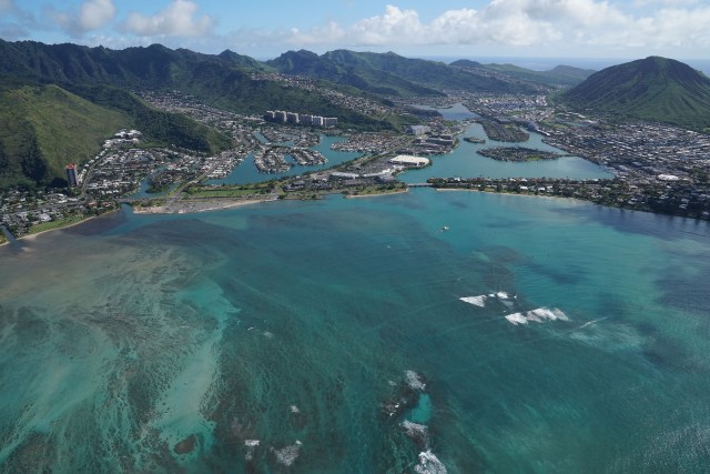 Hawaii Kai East Oahu Maunalua Bay aerial.
