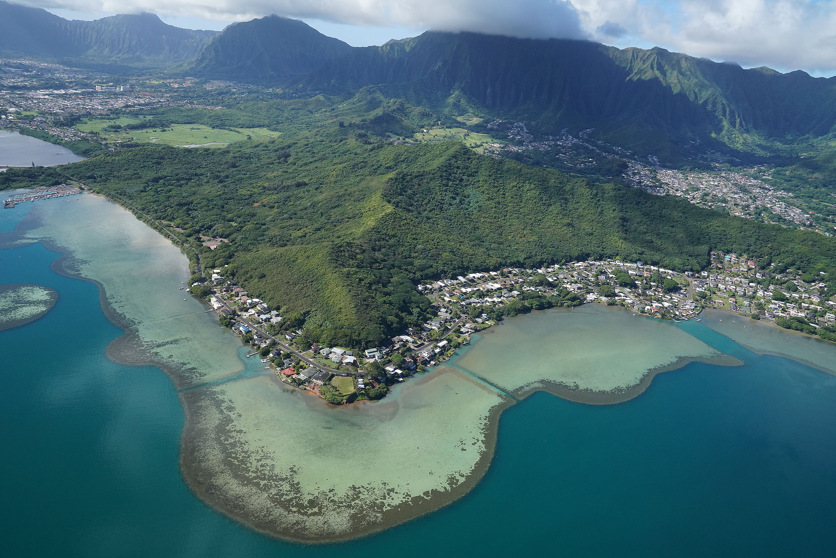 Kaneohe Bay Oceanfront reef aerial1.