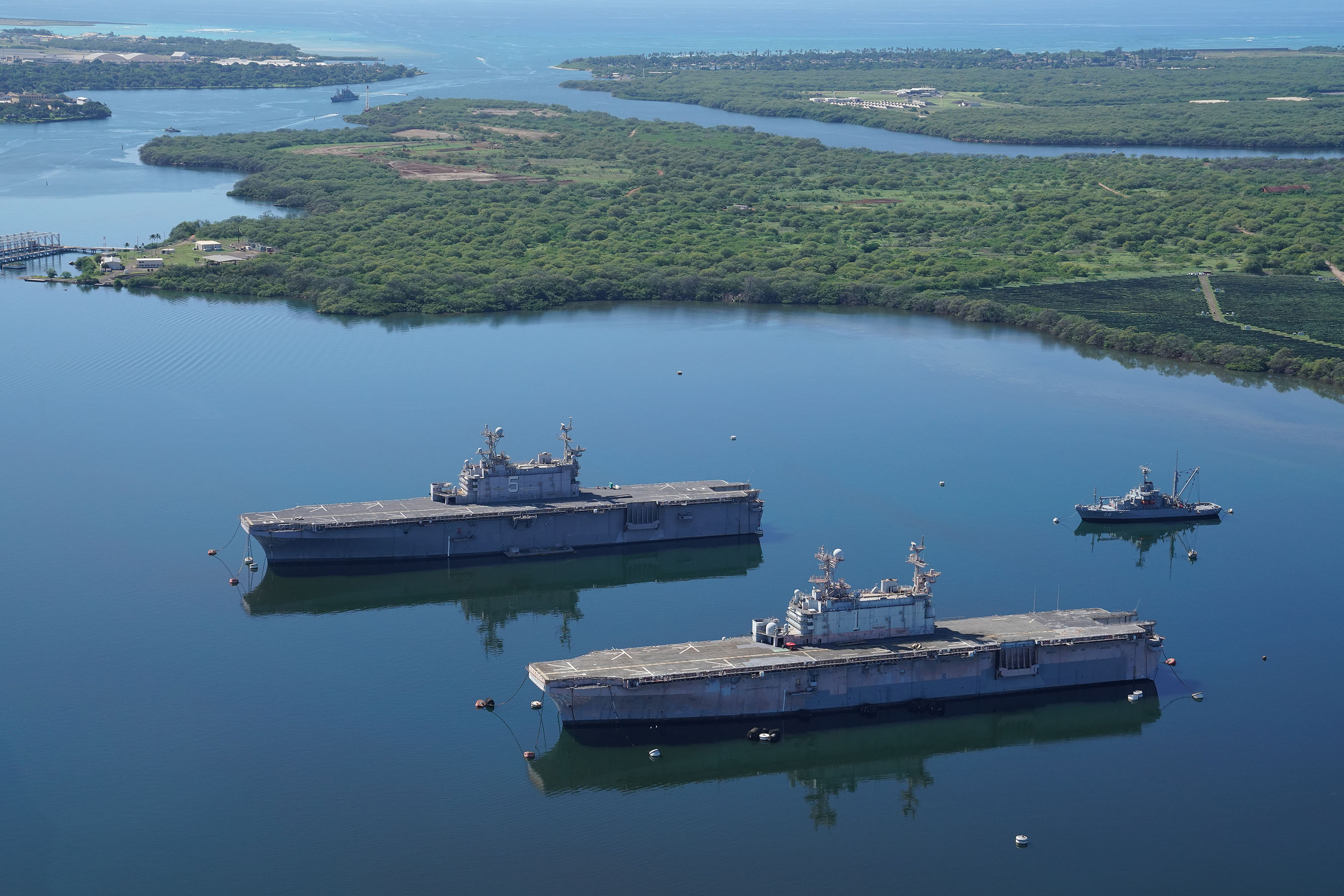 Pearl Harbor Arizona Memorial Ford Island West Loch derelict ships2.