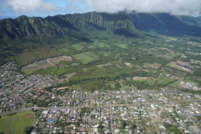 Waimanalo Agriculture land Koolau Mountains Aerial1.