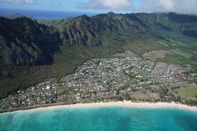 Waimanalo Agriculture land Koolau Mountains Aerial.