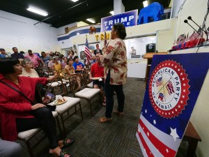 Supporters and volunteers of the Republican party for Hawaii gather at the party headquarters in Honolulu on Tuesday, Nov. 6, 2018. (Photo by Ronen Zilberman