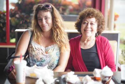 Marti Claussen sits with left, daugfhter Christie Claussen at Burger King on her weekly meeup with her daughter.