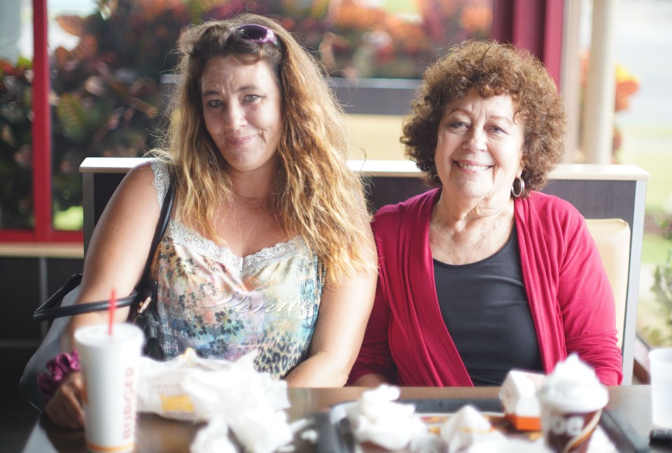 Marti Claussen sits with left, daugfhter Christie Claussen at Burger King on her weekly meeup with her daughter.