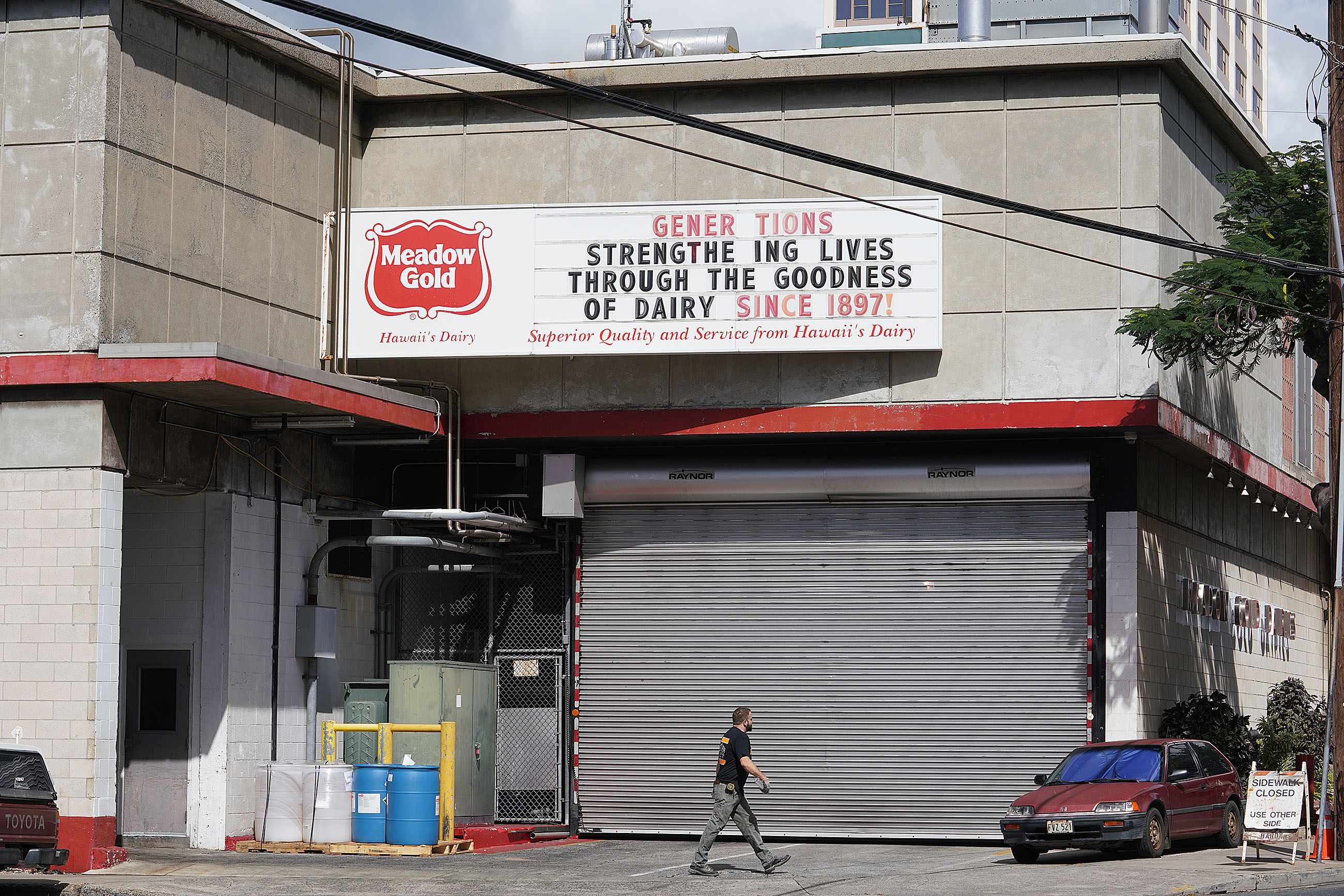 Meadow Gold milk sign, ‘Strengthening Lives through the goodness…’