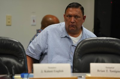 Senator Kurt Fevella during WAM committee meeting listening to UH VP of Budget and finance preliminary meeting with WAM.