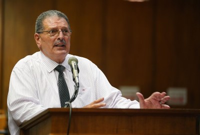 Maui Mayor Mike Victorino speaks to joint WAM Finance committees.