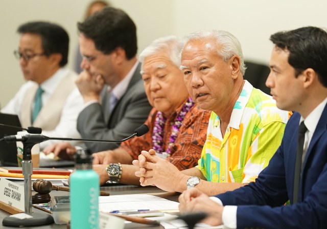Rep Gregg Takayama during leg briefing on prisons.
