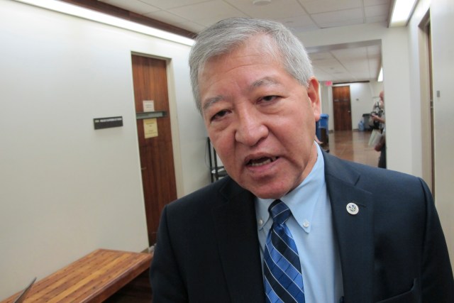 FILE - In this March 2, 2016, file photo, Honolulu's top prosecutor Keith Kaneshiro talks to The Associated Press in Honolulu. Hawaii Attorney General Clare Connors asked the state's highest court on Tuesday, Feb. 12, 2019, to immediately suspend Kaneshiro because he is the target of a federal investigation. (AP Photo/Cathy Bussewitz, File)