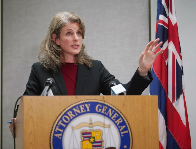 Attorney General Clare Connors announces suspension of Keith Kaneshiro.
