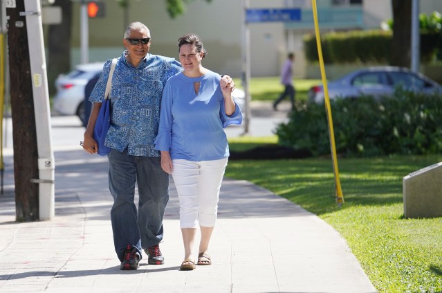 Former deputy city prosecutor Katherine Kealoha with Louis Kealoha arrives at the Federal Court house.
