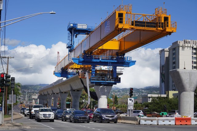 HART rail guideway construction near the Arizona Memorial 2019.