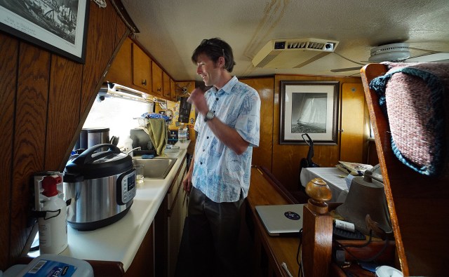 James Callahan Holiday Mansion 38 live in boat at the Ala Wai Harbor.
