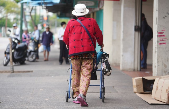 Elderly Old People in Chinatown, Honolulu. Senior Citizen.