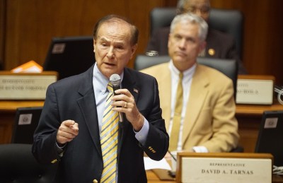 Rep Gene Ward speaks in oppostion to the pot bill during floor session.
