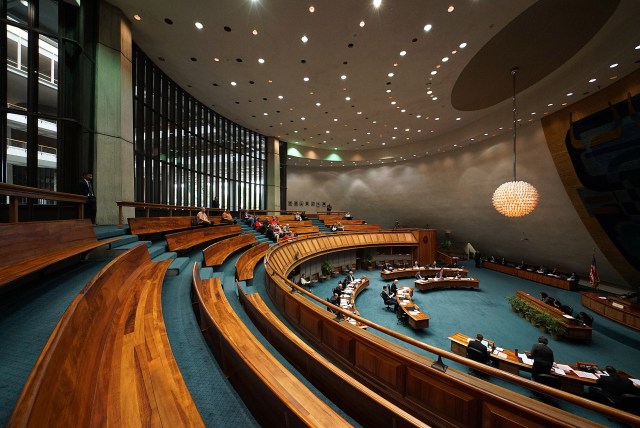 Senate Gallery with very few members of the public observing crossover session.