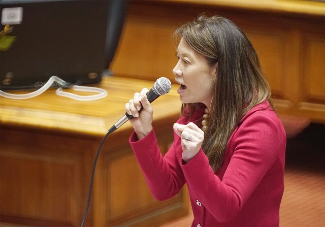 Rep Sharon Har speaks in opposition to the decrim marijuana bill.