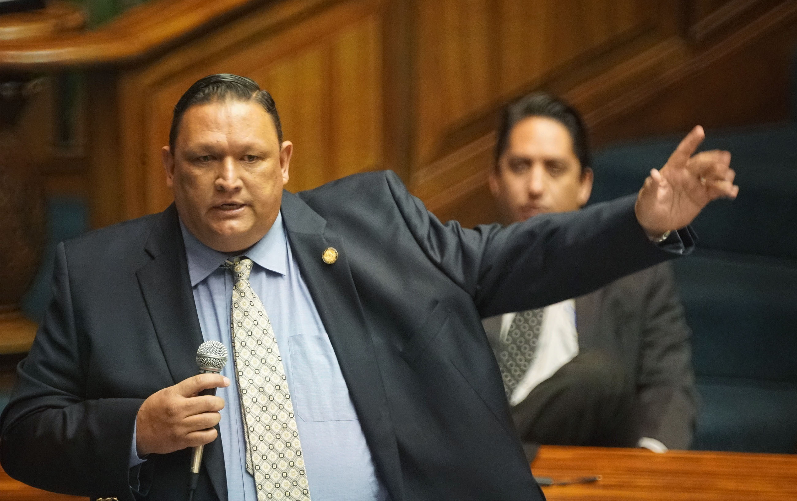 Senator Kurt Fevella speaks reservations before Espinda vote.