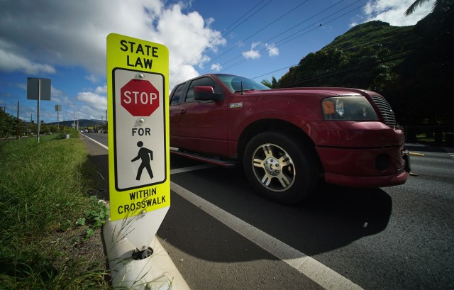 Crosswalk near Piliokahi Street in Waianae close to where Kaulana Werner was killed.
